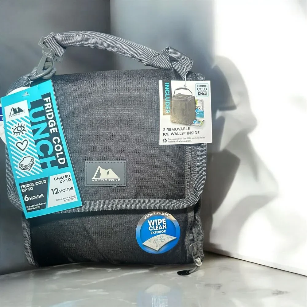 Arctic Zone Black Fridge Cold Lunch Travel Bag NWT